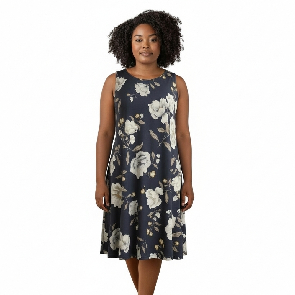 Old Navy Floral Mini Dress - Gray, White, Yellow - Size L